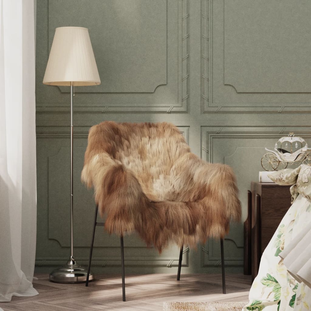 Icelandic Sheepskin Chair Cover Brown 70x110 cm - Decor Base
