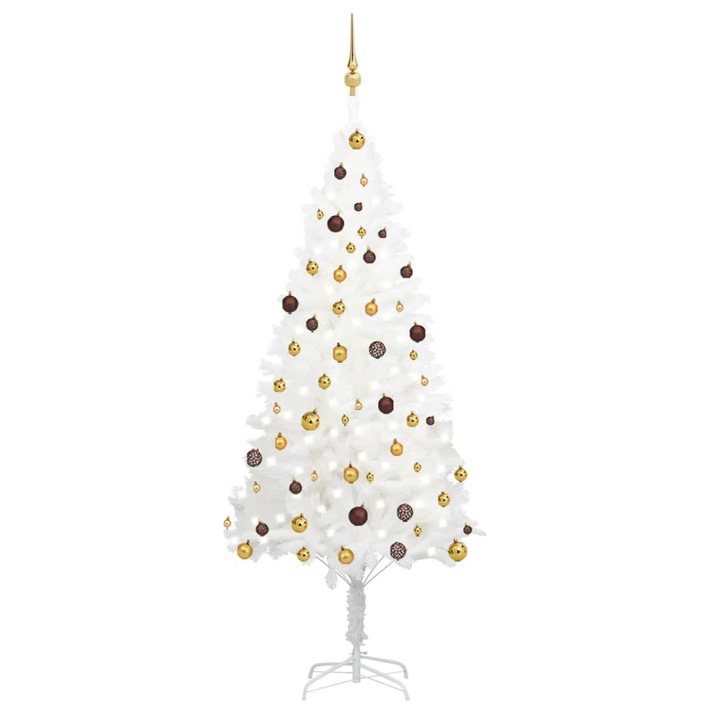 Fluer Pre-lit Christmas Tree Ball Set White 210cm - Sid & Sam