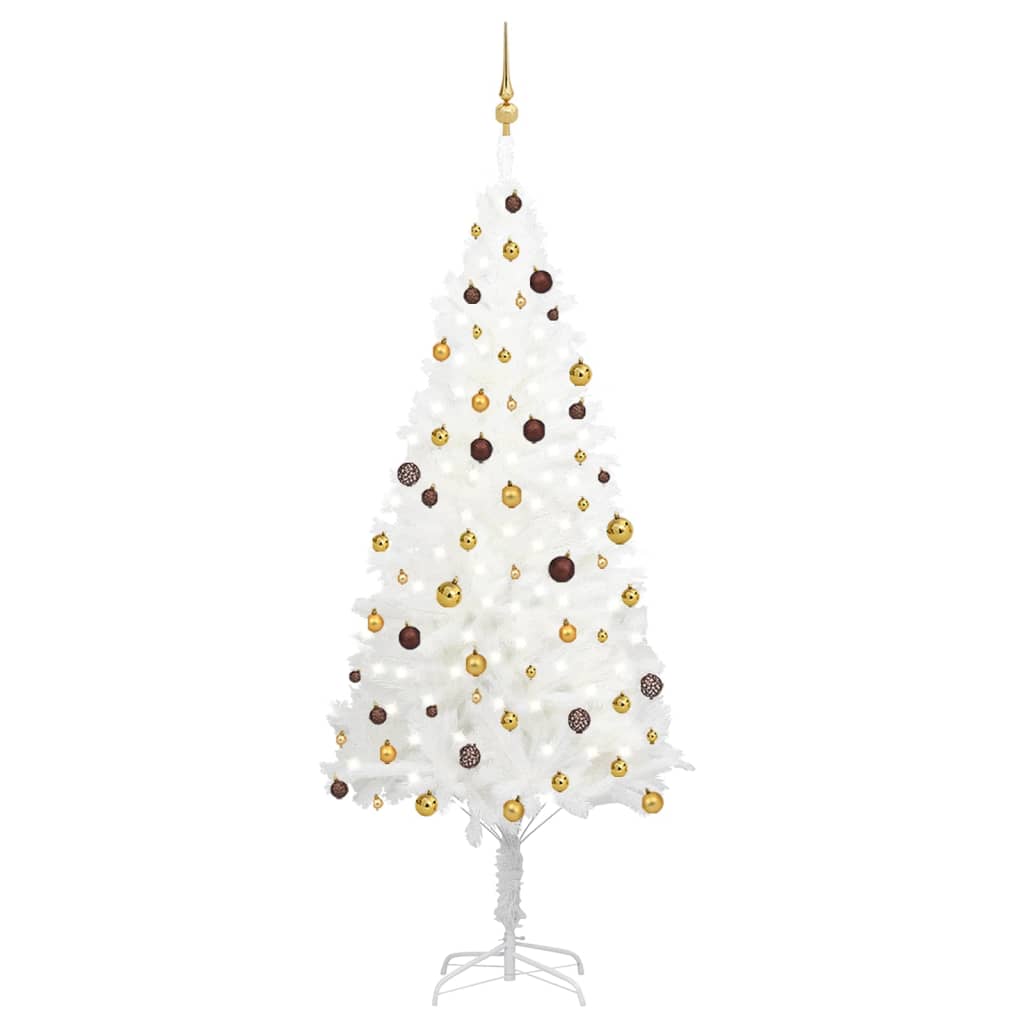 Fluer Pre-lit Christmas Tree Ball Set White 240cm - Sid & Sam