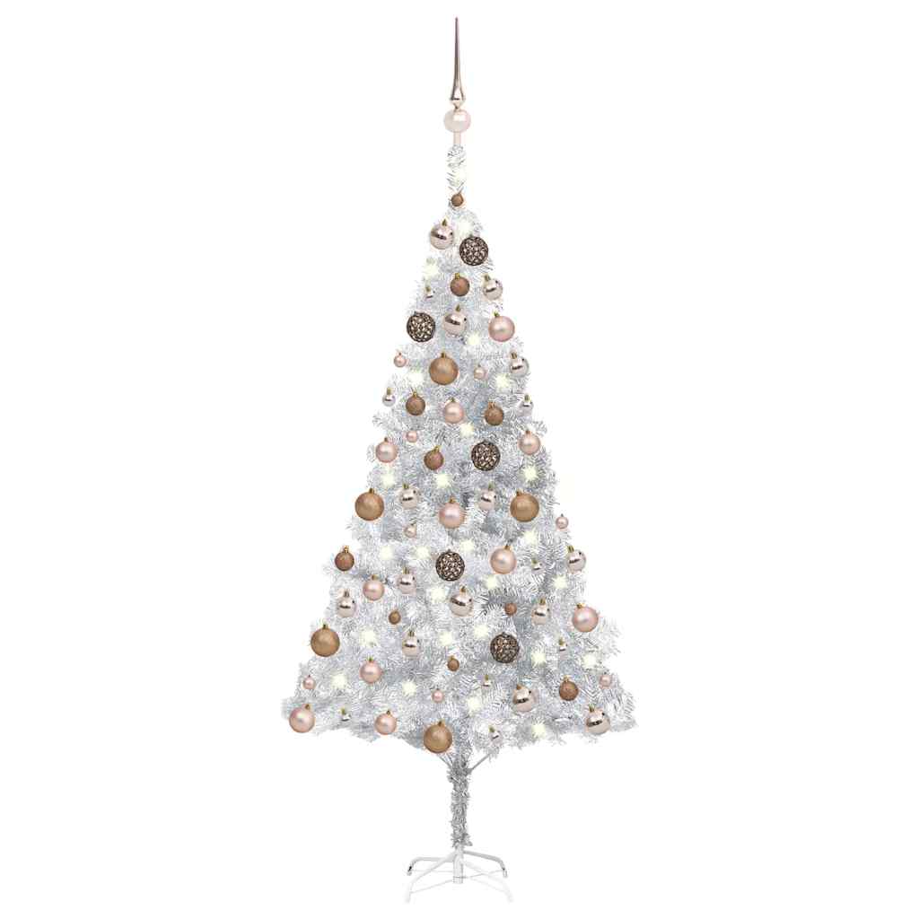 FROSTYN Artificial Pre-lit Christmas Tree with Ball Set Silver 180 cm PET - All Things Good
