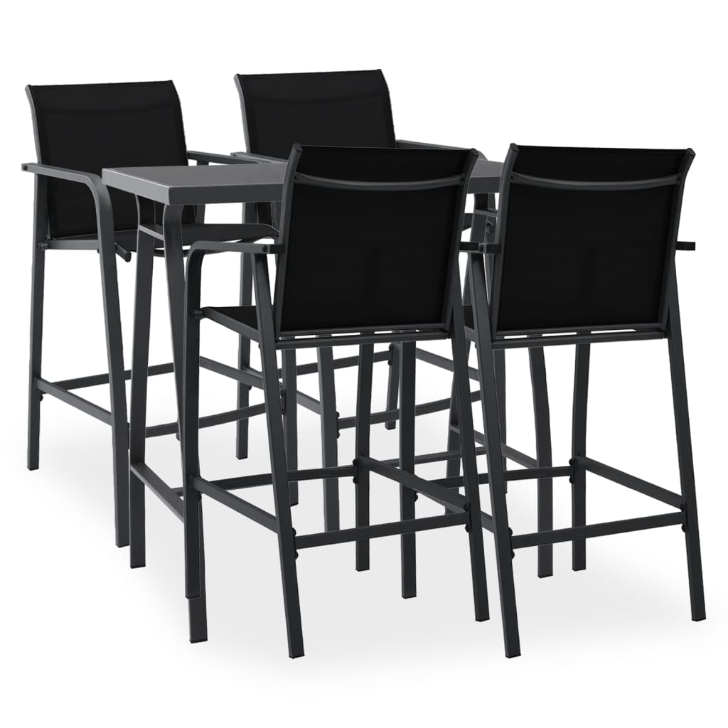 5 Piece Garden Bar Set Black - Style and Chic