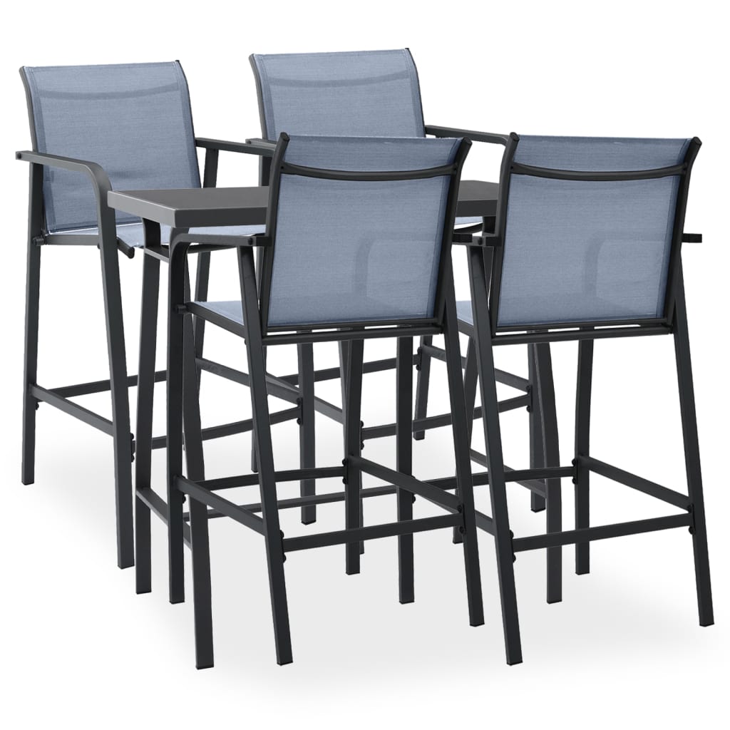 5 Piece Garden Bar Set Black and Grey - All Things Good