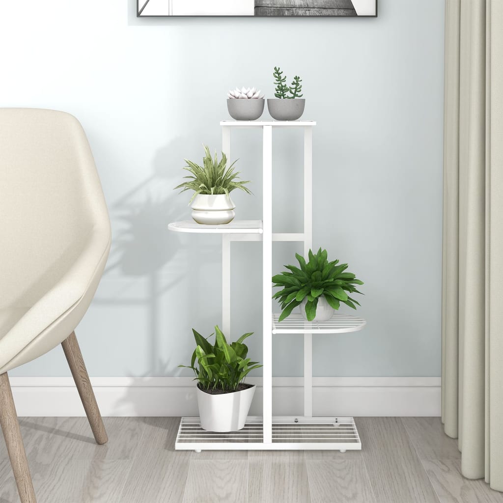 4-Floor Flower Stand 43x22x76 cm White Metal - Style and Chic
