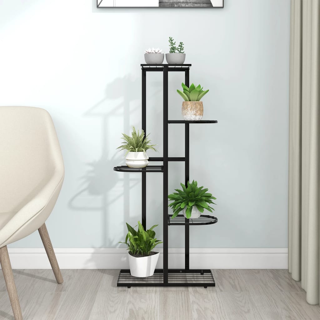 5-Floor Flower Stand 43x22x98 cm Black Metal - Unbeatable Bargains