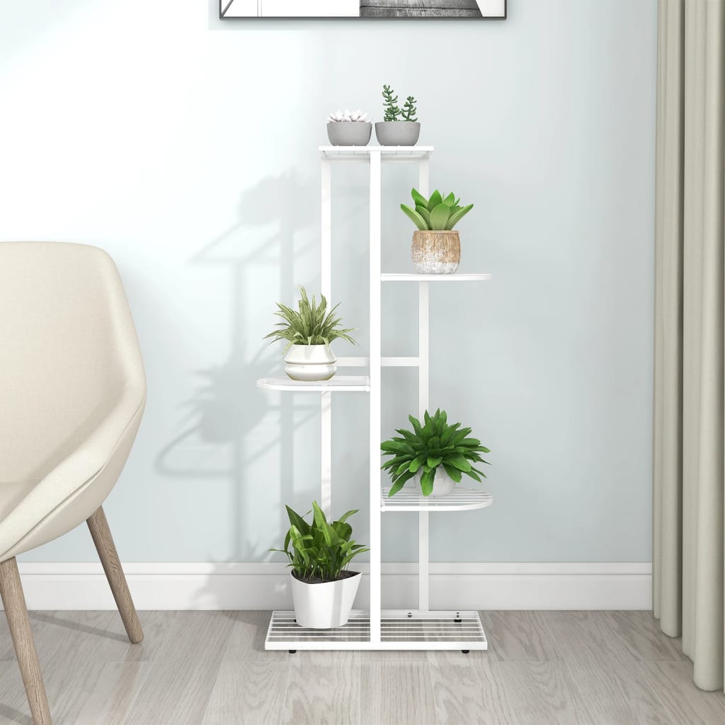 5-Floor Flower Stand 43x22x98 cm White Metal - Tyrell & Tyrell