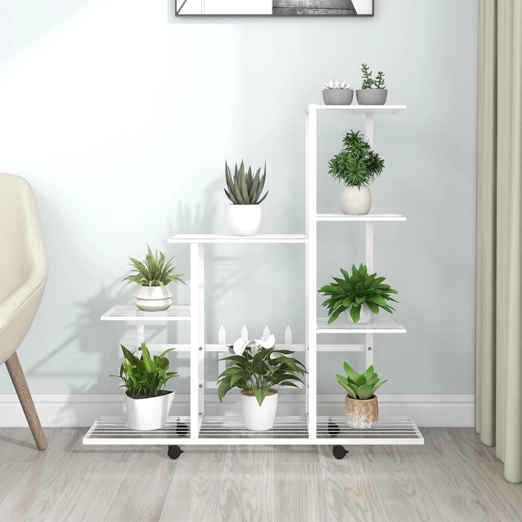 Flower Stand with Wheel 94.5x25x92.5 cm White Metal - Millennium Furniture