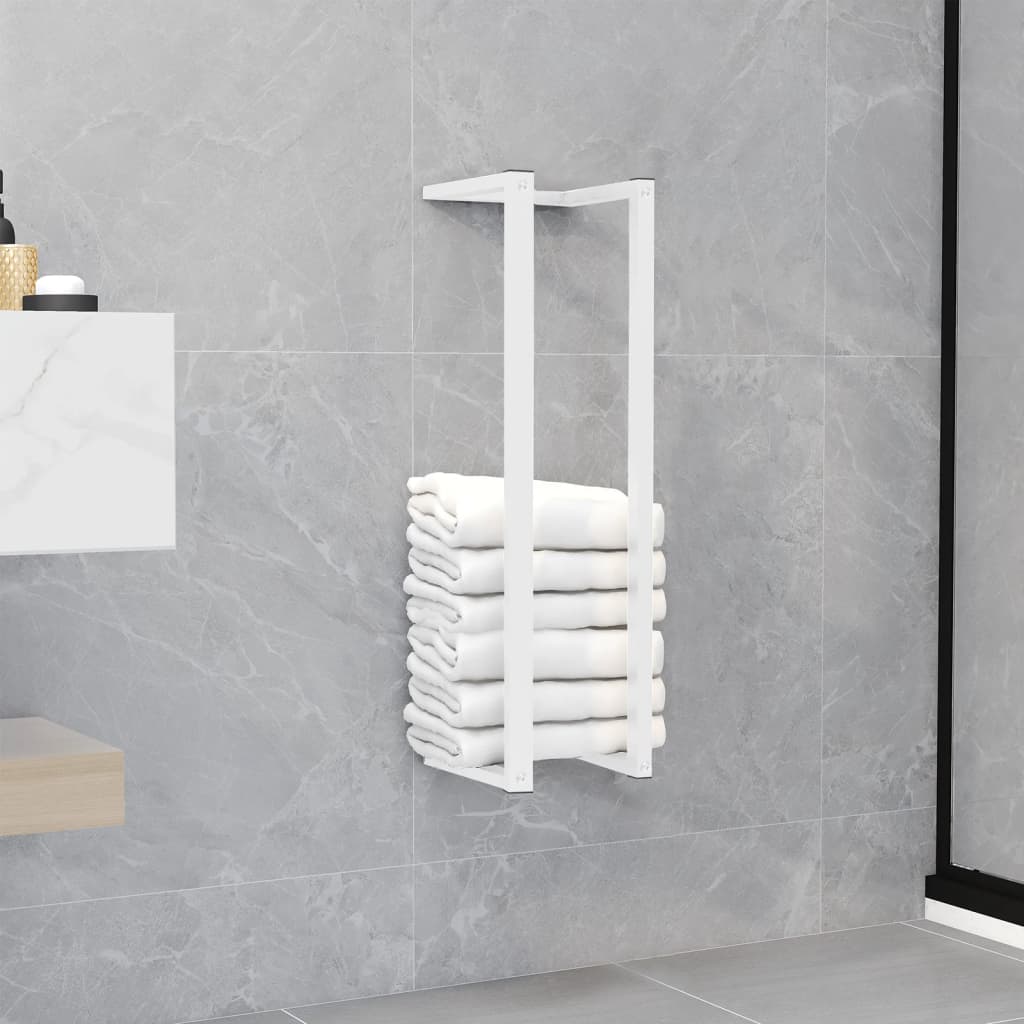 Towel Rack White 12.5x12.5x60 cm Steel - Discount Dealers