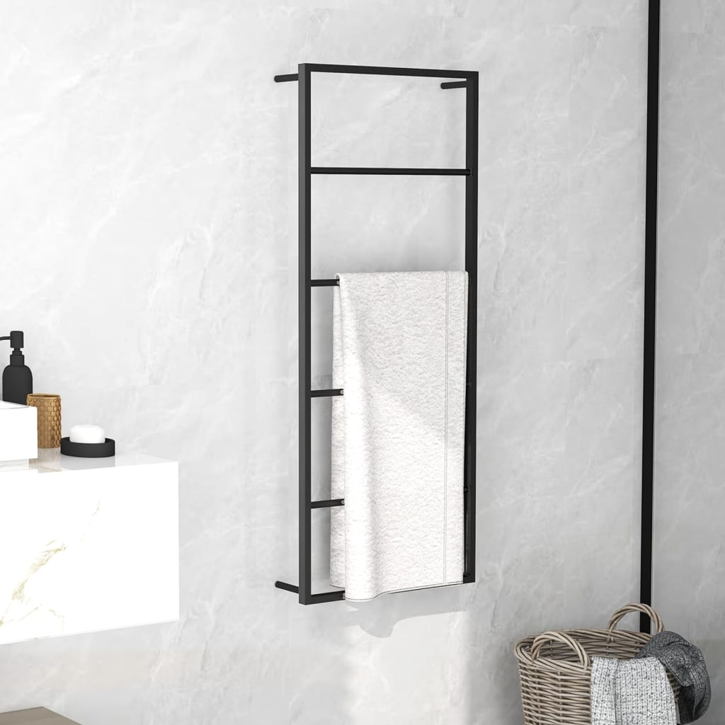 Towel Rack Black 45x10x115 cm Steel - Decor Base