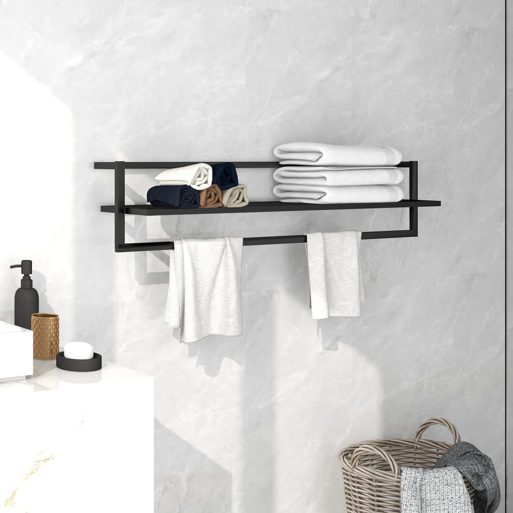 Towel Rack Black 95x25x22 cm Iron - All Things Good