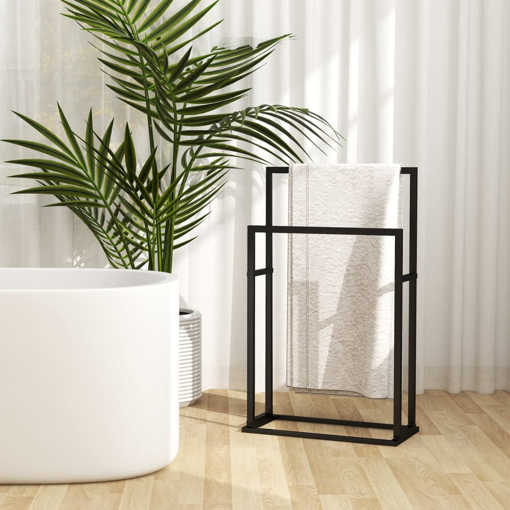 Freestanding Towel Rack Black 48x24x78.5 cm Iron - Unbeatable Bargains