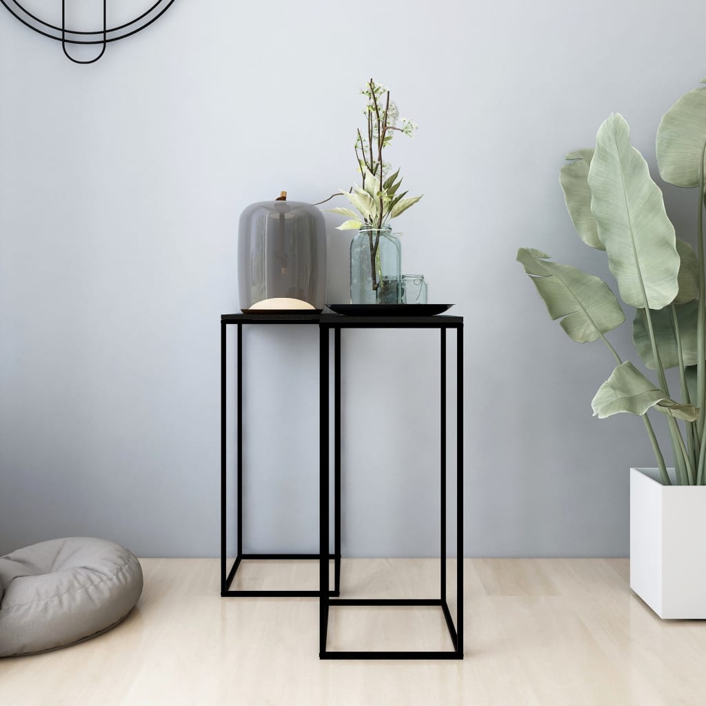 Side Tables 2 pcs Black Steel - Design Hut