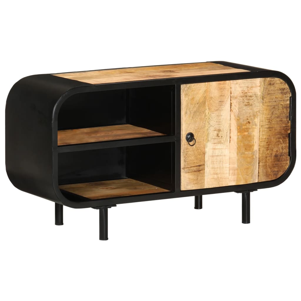 TV Cabinet 90x30x48 cm Rough Mango Wood - Merlin Deals
