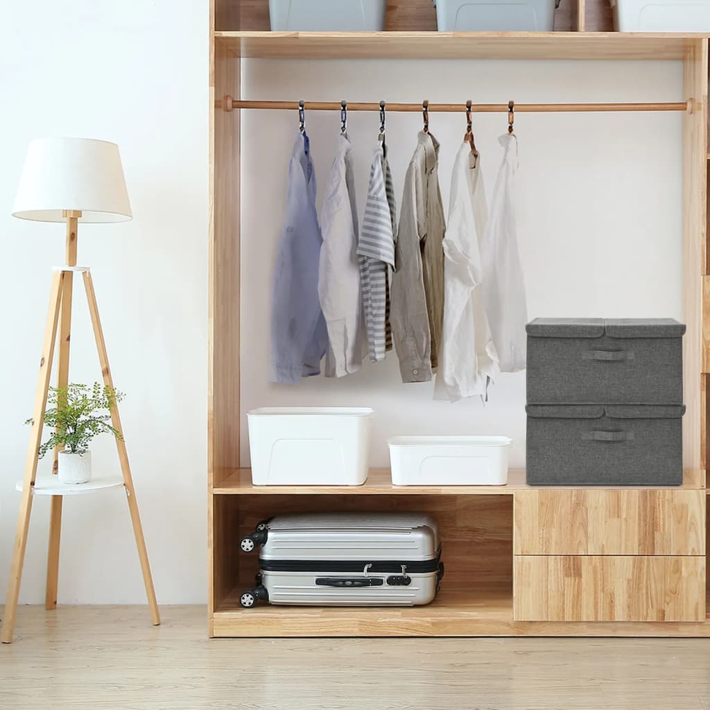 Storage Boxes 2 pcs Fabric 50x30x25 cm Anthracite - Design Hut