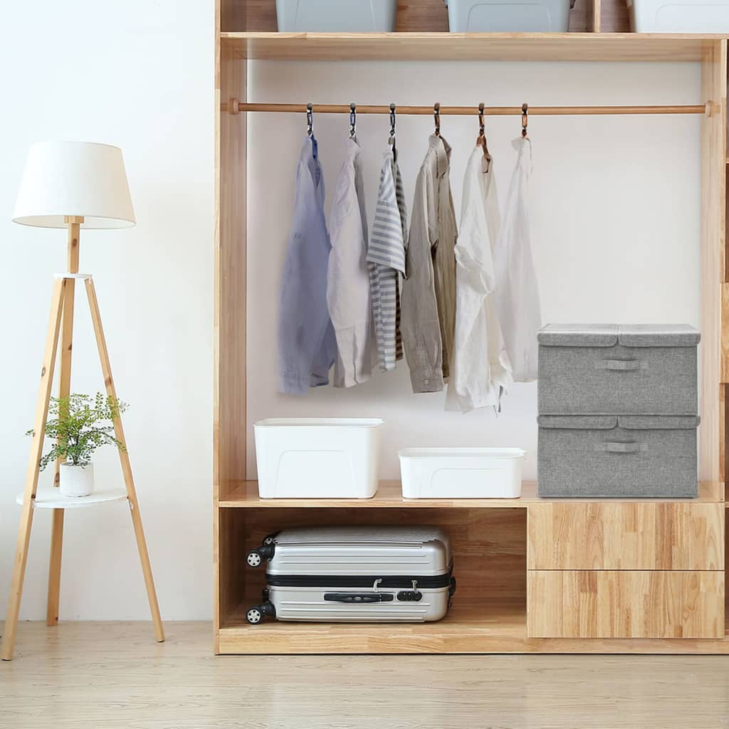 Storage Boxes 2 pcs Fabric 50x30x25 cm Grey - Sid & Sam