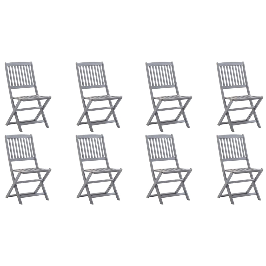 Folding Outdoor Chairs 8 pcs Solid Acacia Wood - All Things Good