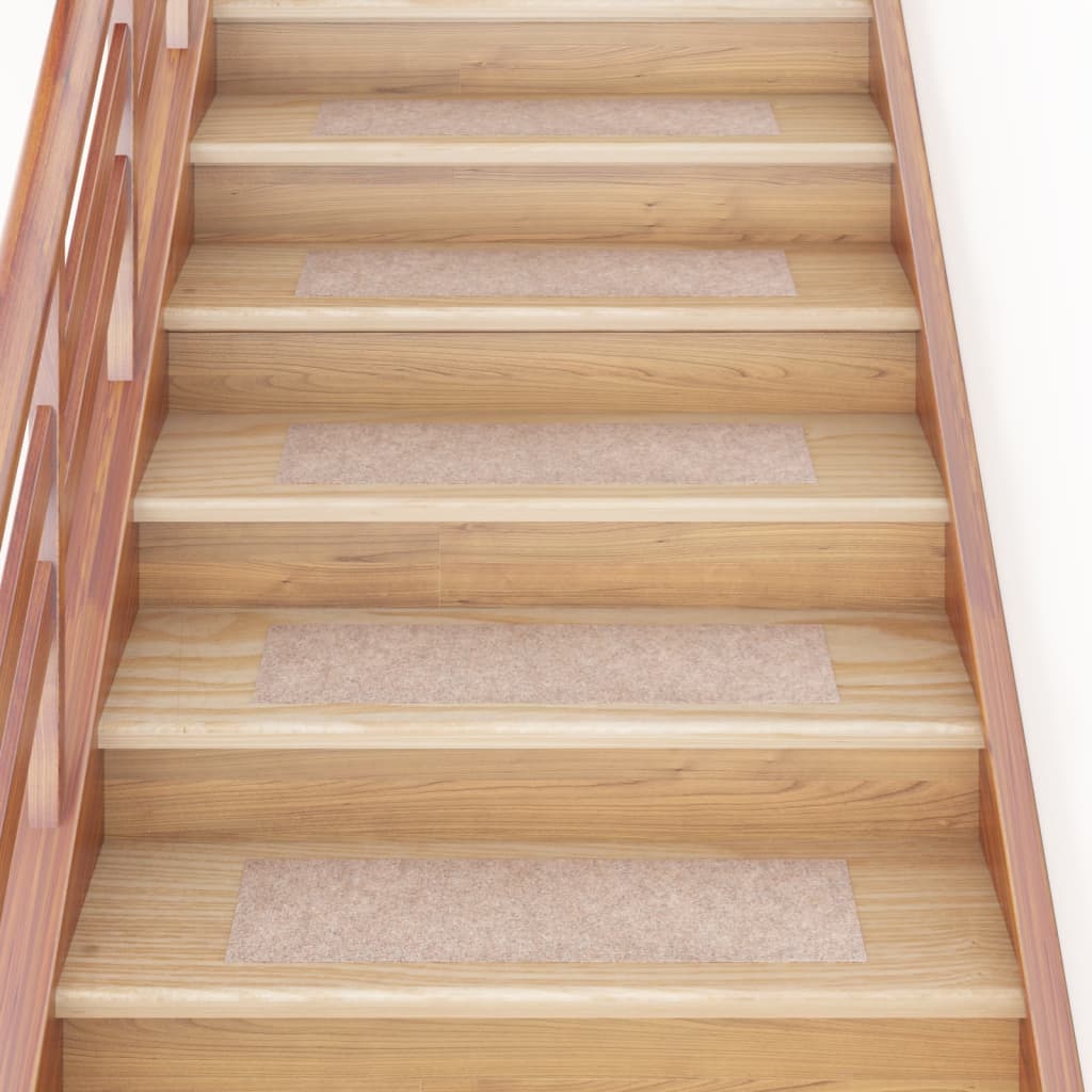 Self-adhesive Stair Mats Rectangular 15 pcs 76x20 cm Light Brown - The Home Maker