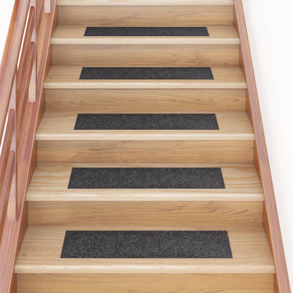 Self-adhesive Stair Mats Rectangular 15 pcs 76x20 cm Grey - Merkel Designers