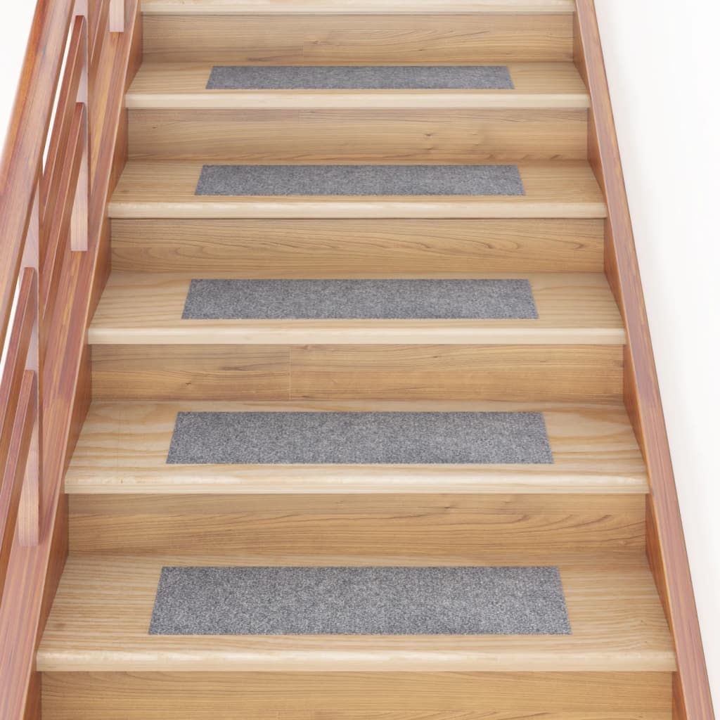 Self-adhesive Stair Mats Rectangular 15 pcs 76x20 cm Light Grey - Unbeatable Bargains