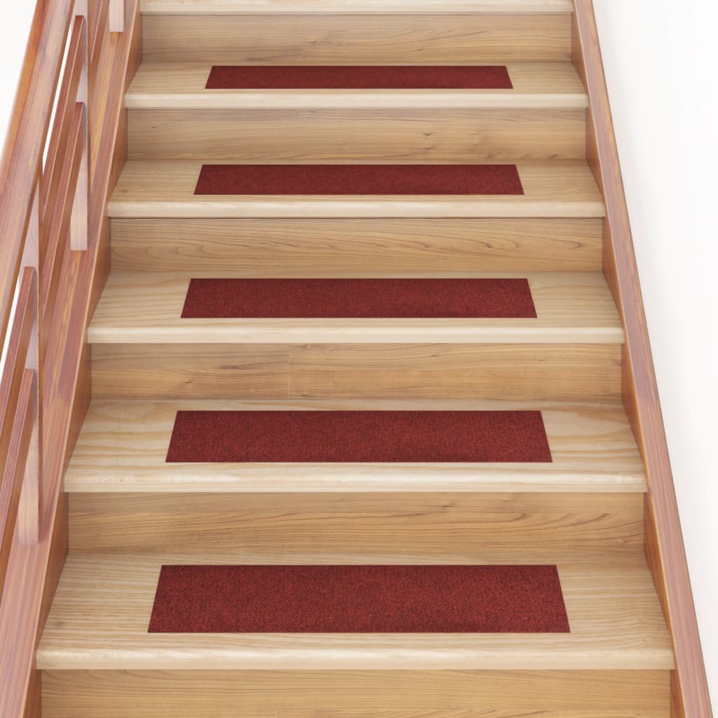 Self-adhesive Stair Mats Rectangular 15 Pcs 76x20cm Red - Design Hut