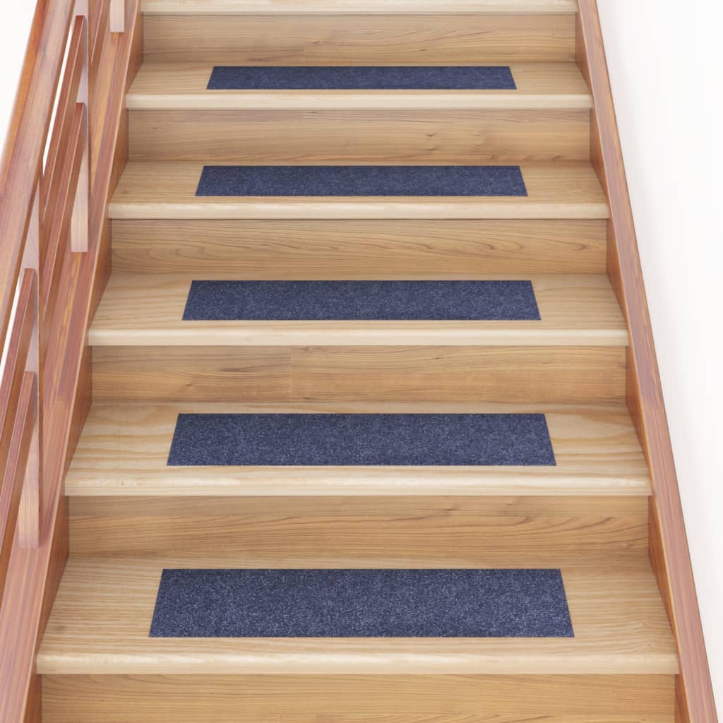 Self-adhesive Stair Mats Rectangular 15 pcs 76x20 cm Grey Blue - R and M Furniture