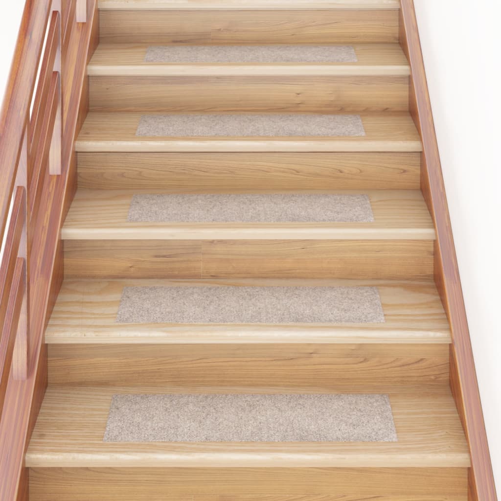 Self-adhesive Stair Mats Rectangular 15 pcs 76x20 cm Cream - Unbeatable Bargains