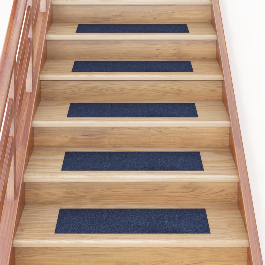 Self-adhesive Stair Mats Rectangular 15 pcs 76x20 cm Blue - R and M Furniture