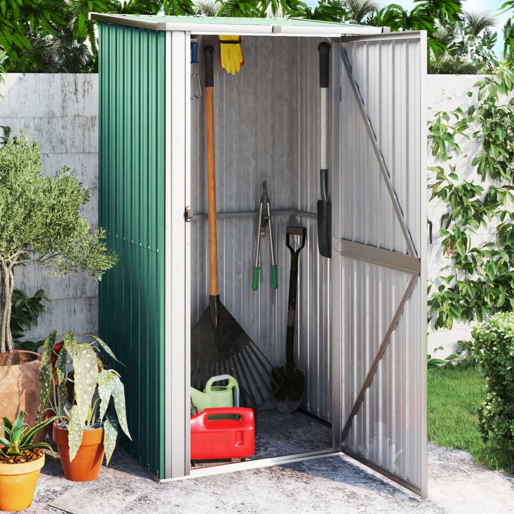 Garden Shed Green 118.5x97x209.5 cm Galvanised Steel - Sid & Sam