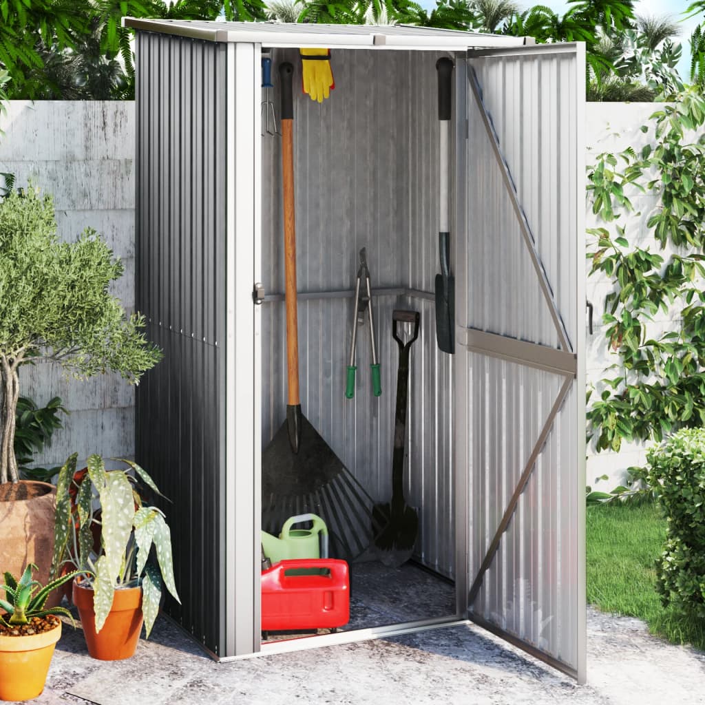 Garden Shed Grey 118.5x97x209.5 cm Galvanised Steel - The Home Maker