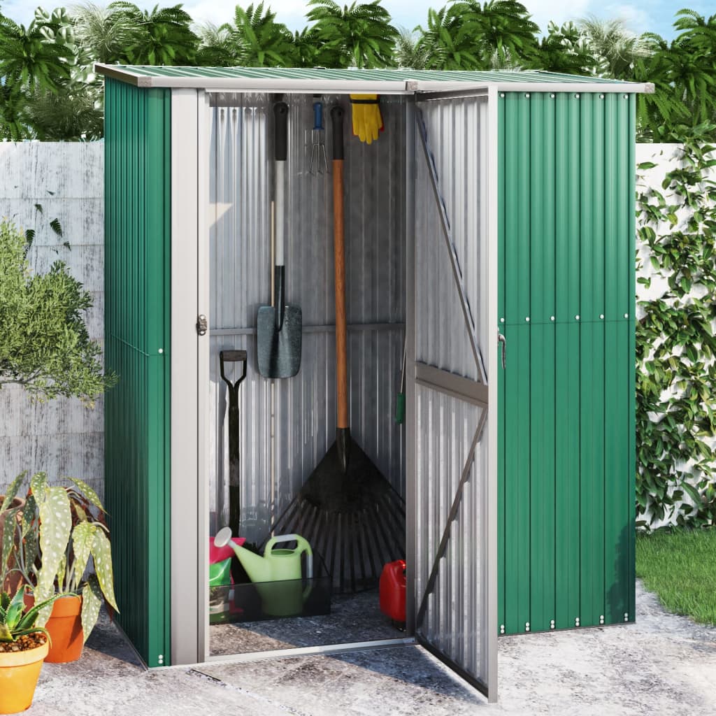 Garden Shed Green 180.5x97x209.5 cm Galvanised Steel - Sid & Sam