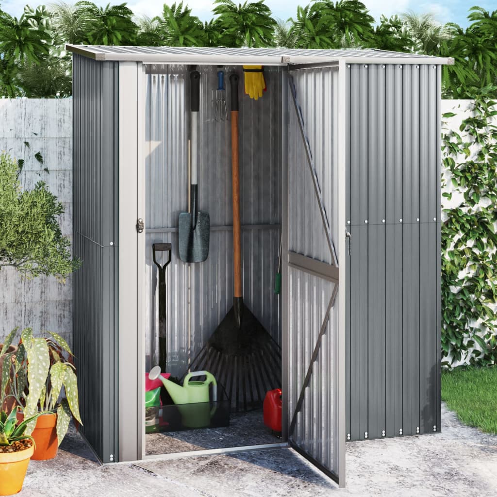 Garden Shed Grey 180.5x97x209.5 cm Galvanised Steel - All Things Good