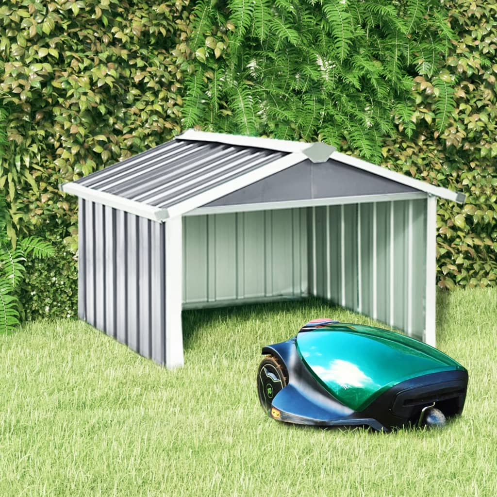Garden Robot Lawnmower Shed 92x97x63 cm Galvanised Steel Grey - Charlotte Dunes