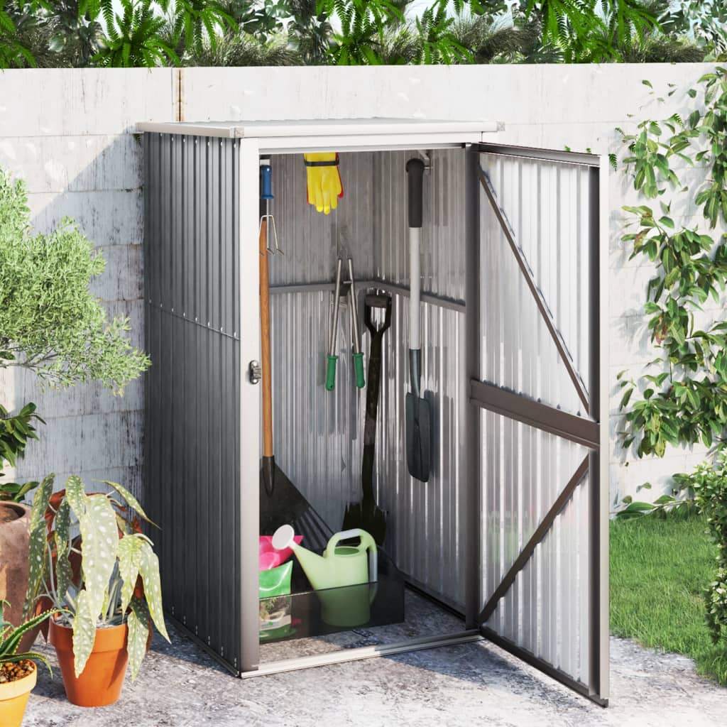 Garden Tool Shed Grey 88x89x161 cm Galvanised Steel - Casper Homes