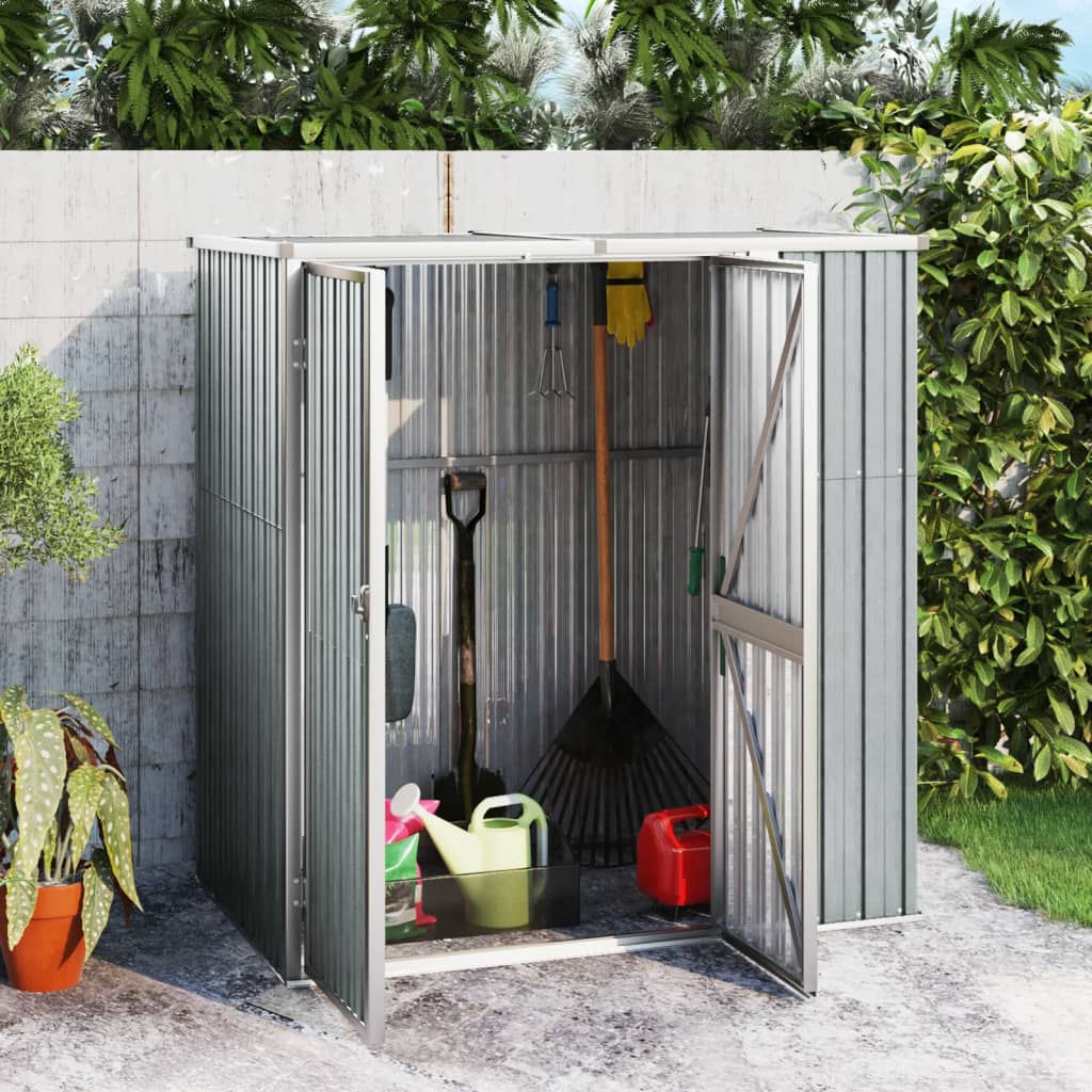 Garden Tool Shed Grey 161x89x161 cm Galvanised Steel - Design Hut