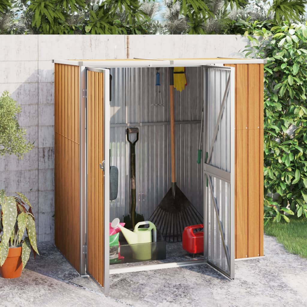 Garden Tool Shed Brown 161x89x161 cm Galvanised Steel - Discount Dealers