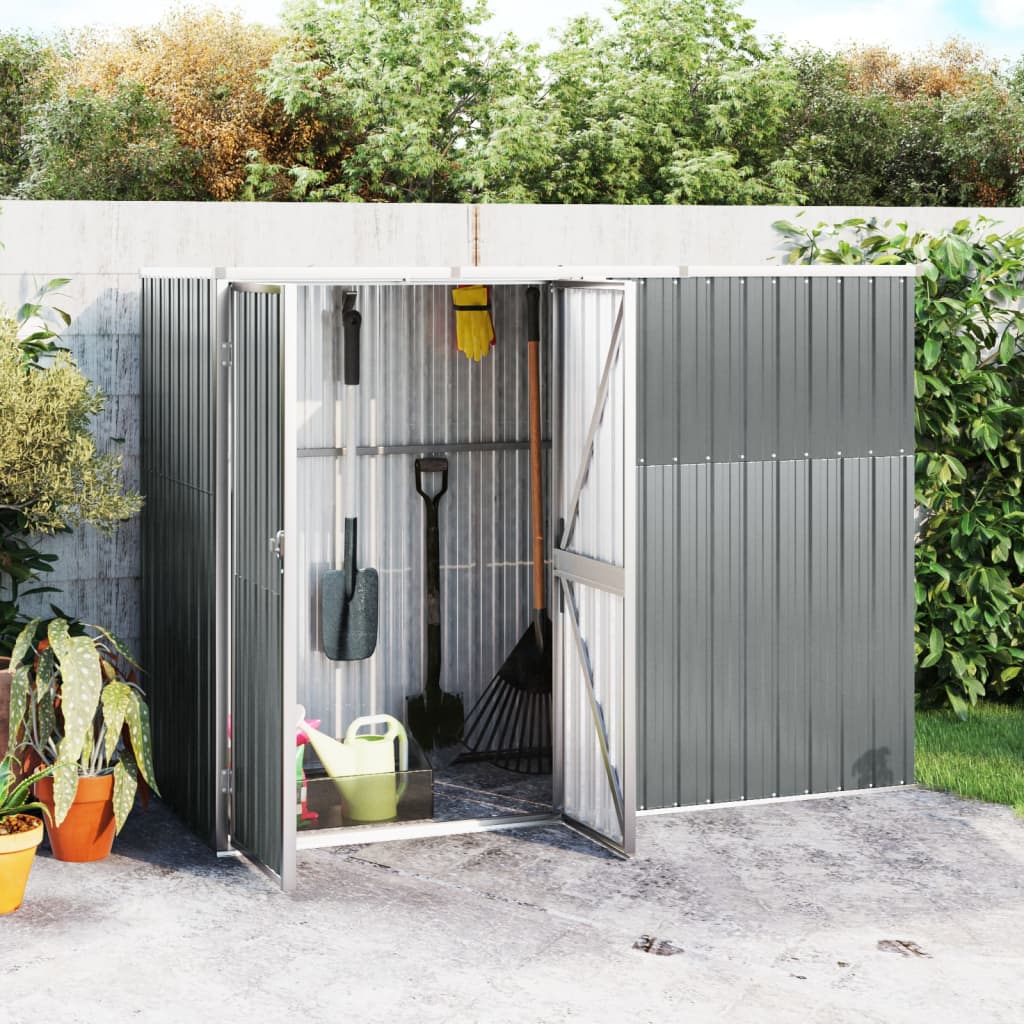 Garden Tool Shed Grey 225x89x161 cm Galvanised Steel - Merlin Deals