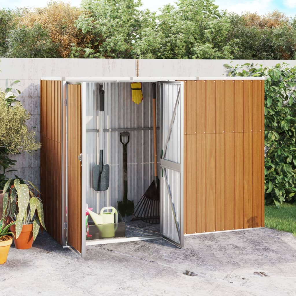 Garden Tool Shed Brown 225x89x161 cm Galvanised Steel - Merkel Designers