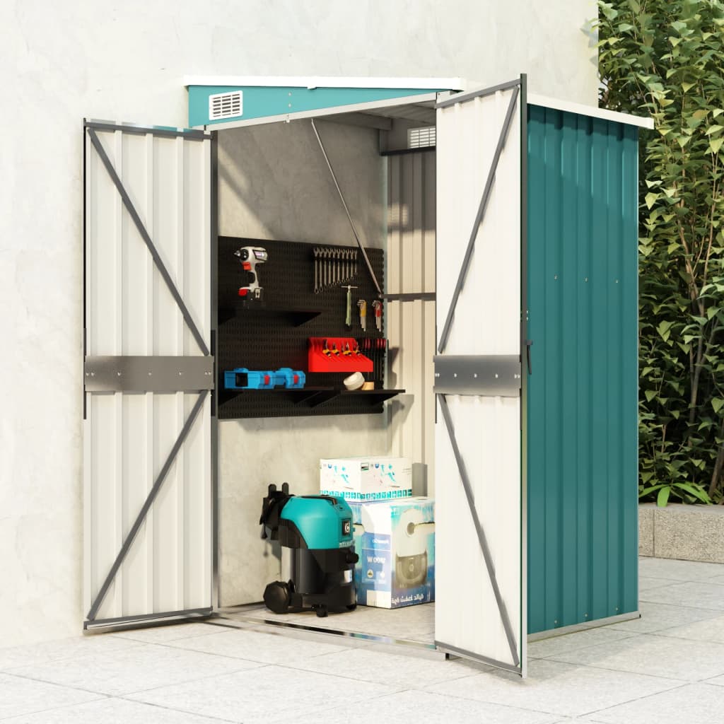 Wall-mounted Garden Shed Green 118x100x178 cm Galvanised Steel - Brittle & Co