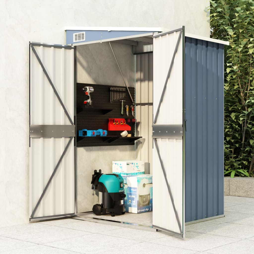 Wall-mounted Garden Shed Grey 118x100x178 cm Galvanised Steel - Millennium Furniture
