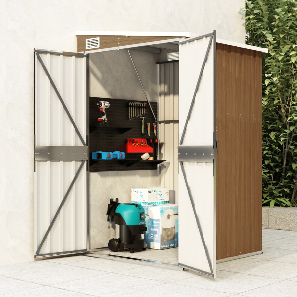 Wall-mounted Garden Shed Brown 118x100x178 cm Galvanised Steel - Tyrell & Tyrell
