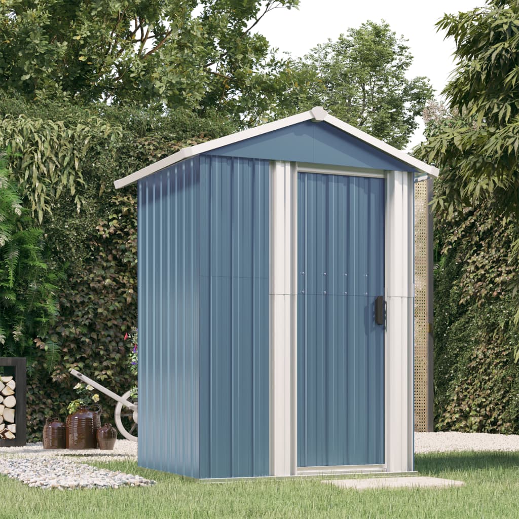 Garden Shed Grey 126x97.5x177 cm Galvanised Steel - The Home Maker