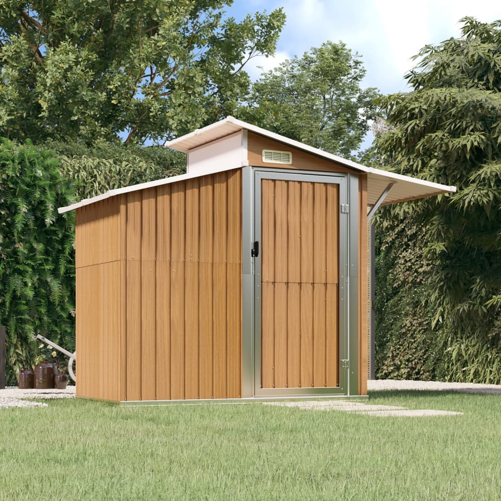 Garden Shed Brown 270x130x208.5 cm Galvanised Steel - All Things Good
