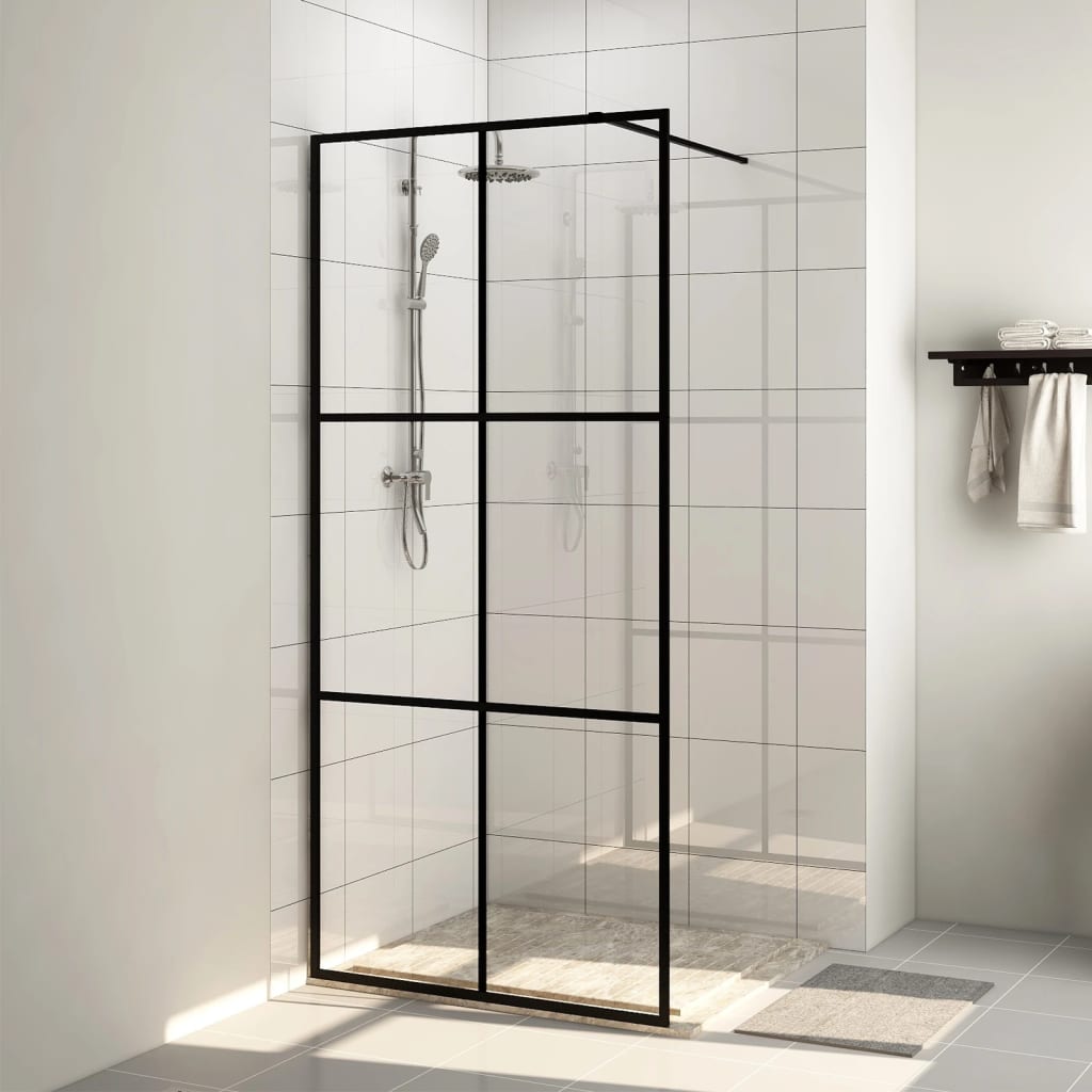 Walk-in Shower Wall with Clear ESG Glass 80x195 cm Black - Sid & Sam