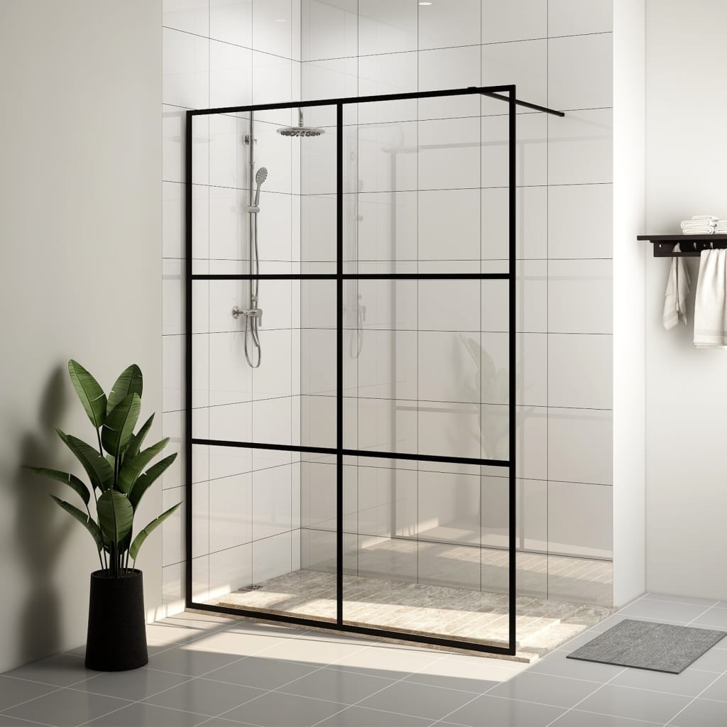Walk-in Shower Wall with Clear ESG Glass 140x195 cm Black - Style and Chic