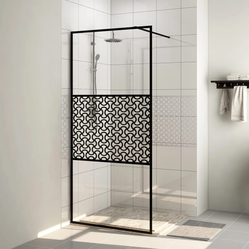 Walk-in Shower Wall with Clear ESG Glass 90x195 cm Black - Brittle & Co