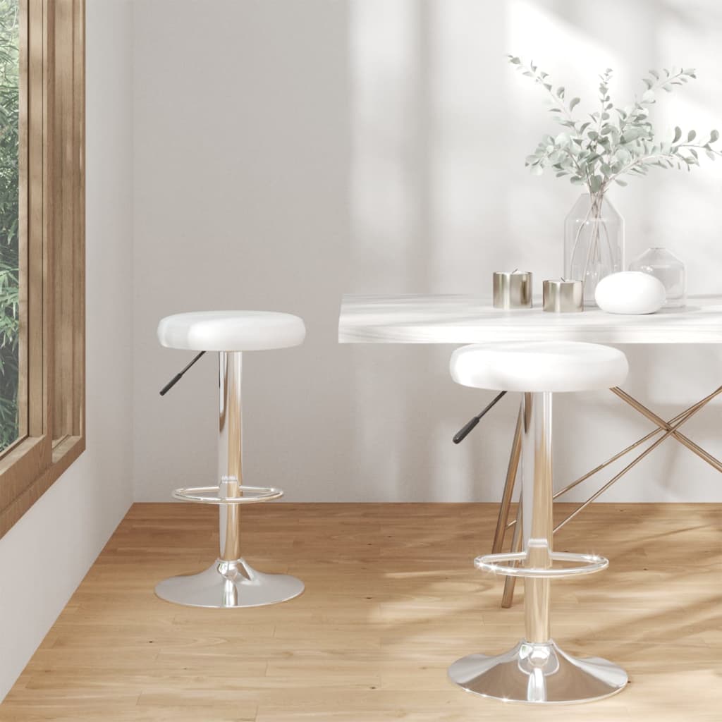 Bar Stools 2 pcs White Faux Leather - The Home Maker
