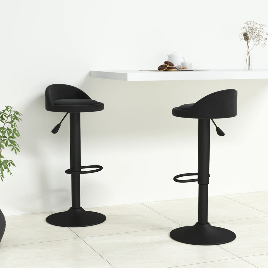 Bar Stools 2 pcs Black Velvet - Merlin Deals