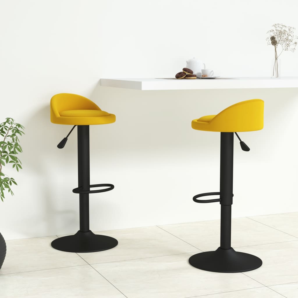 Bar Stools 2 Pieces Yellow Velvet - Charlotte Dunes