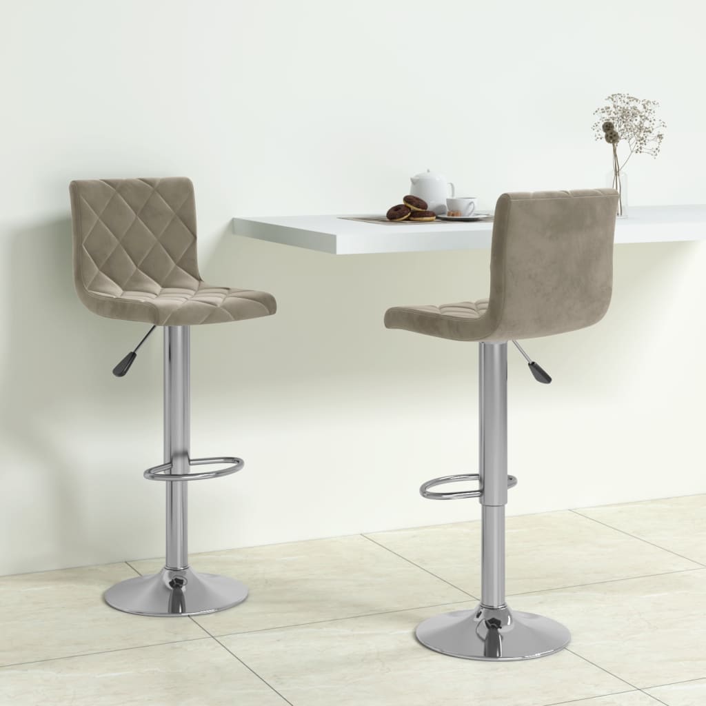 Bar Stools 2 pcs Light Grey Velvet - Style and Chic