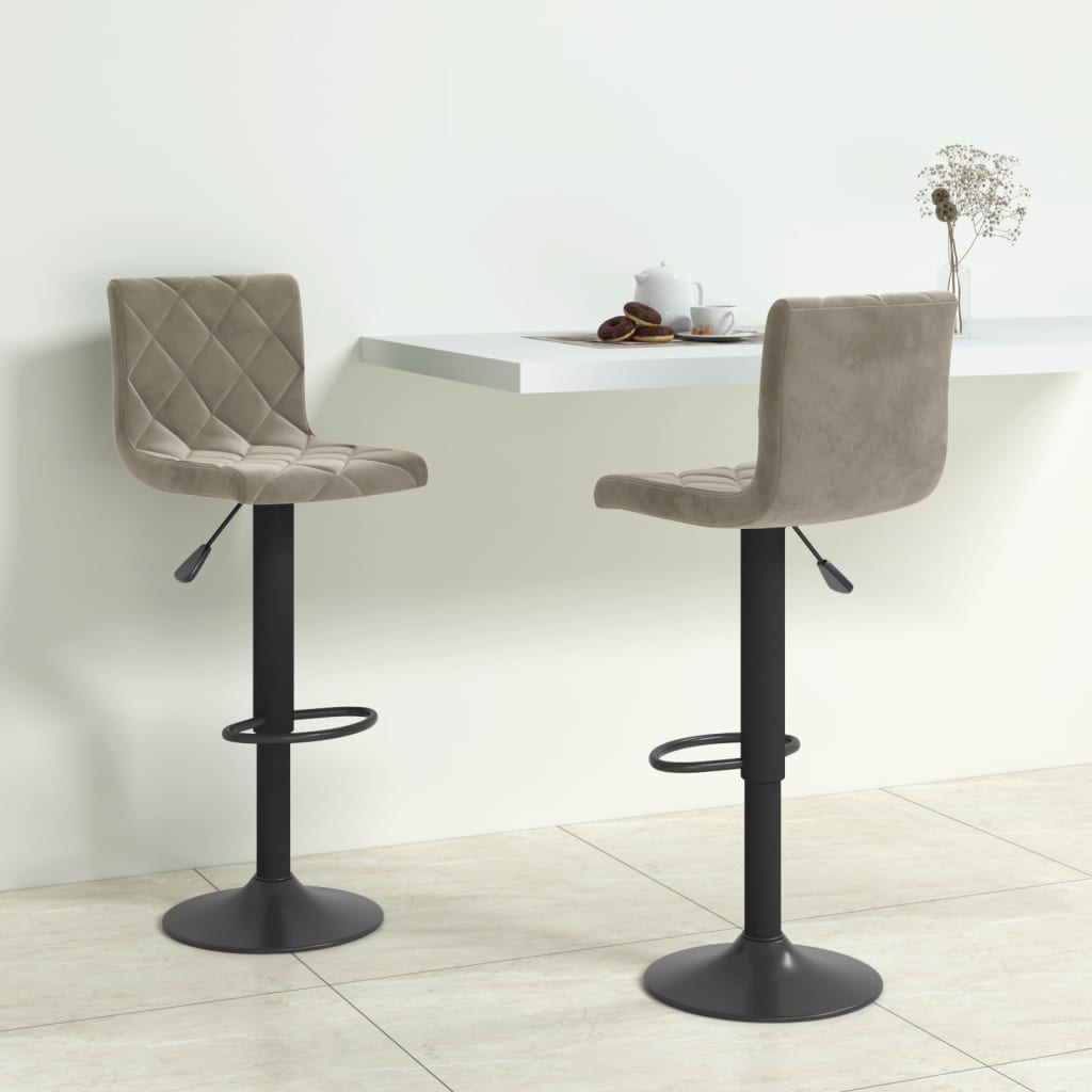 Bar Stools 2 pcs Light Grey Velvet - Merkel Designers