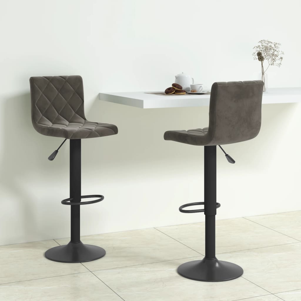 Bar Stools 2 pcs Dark Grey Velvet - Brittle & Co